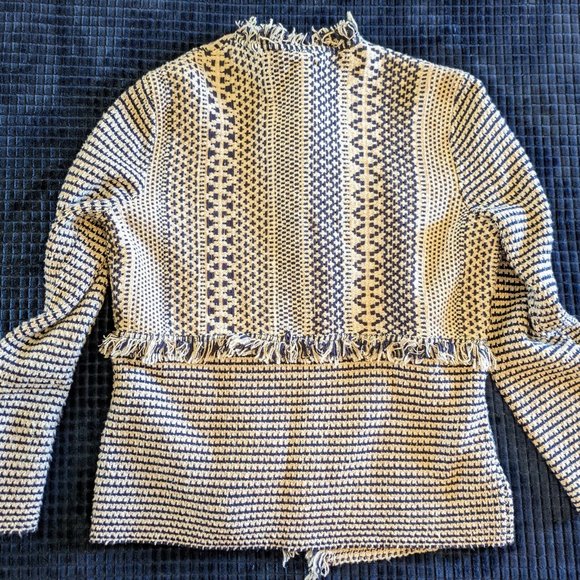 Chico’s cardigan wrap (no buttons) navy/cream Sz 1 (S) - Picture 2 of 9